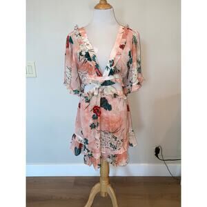 Sage + Paige Dress Ruffle S/S Cut Out Floral Mini Size US XL NWT